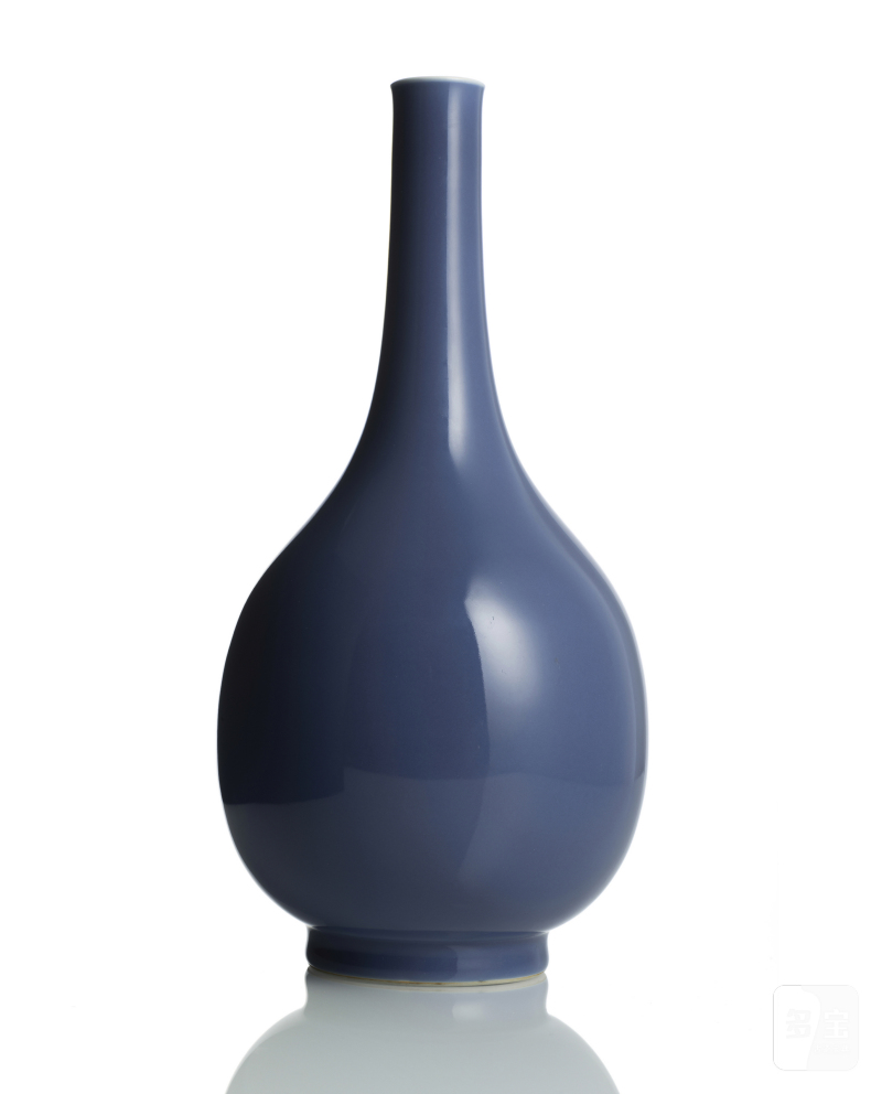 An unusual light purpleblue-glazed porcelain bottle vase